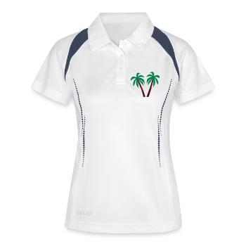Palmen - Frauen Polo atmungsaktiv - Weiß/Navy - Vorne