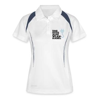WLAN Kabel Computer Shirt - Frauen Polo atmungsaktiv - Weiß/Navy - Vorne