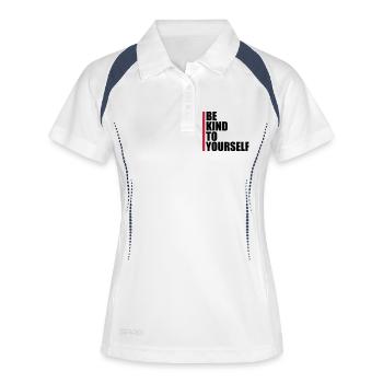 soyez gentil avec vous-même - Polo respirant Femme - blanc/marine - Devant