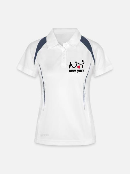 I Love New York - Polo respirant Femme - blanc/marine
