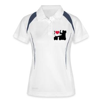 I love herz liebe zeitung lesen nachrichten wohnzi - Frauen Polo atmungsaktiv - Weiß/Navy - Vorne