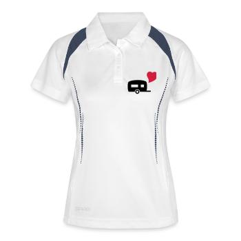 camping_love - Polo respirant Femme - blanc/marine - Devant