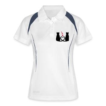 Chats amoureux - Polo respirant Femme - blanc/marine - Devant