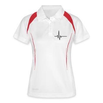 Puls Pulsschlag Herzschlag - Frauen Polo atmungsaktiv - Weiß/Navy - Vorne