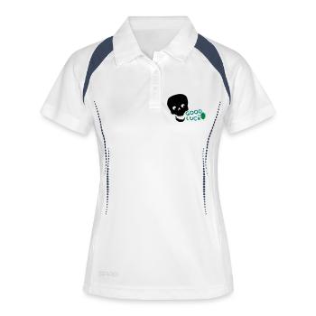 Bonne chance shamrock txt et crâne - Polo respirant Femme - blanc/marine - Devant