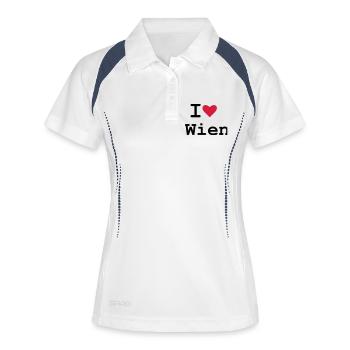 Wien - Frauen Polo atmungsaktiv - Weiß/Navy - Vorne