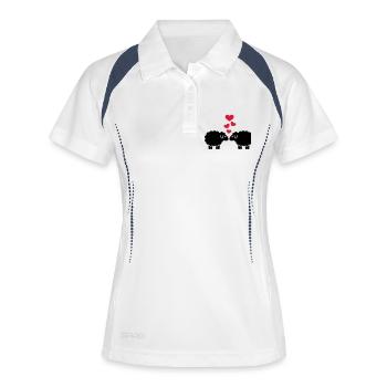 Schaf - Frauen Polo atmungsaktiv - Weiß/Navy - Vorne