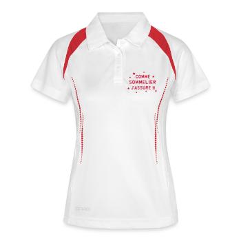 Sommelier / Sommelière / Caviste / Vin / Oenologue - Polo respirant Femme - blanc/marine - Devant