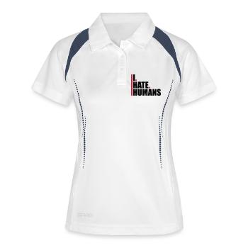 balken cool logo humans text aufkleber fuck you fu - Frauen Polo atmungsaktiv - Weiß/Navy - Vorne
