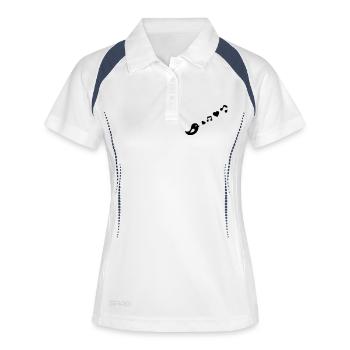 singing_bird_1 - Frauen Polo atmungsaktiv - Weiß/Navy - Vorne