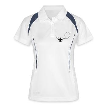wunderlampe_01 - Frauen Polo atmungsaktiv - Weiß/Navy - Vorne