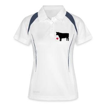 Kuh - Frauen Polo atmungsaktiv - Weiß/Navy - Vorne