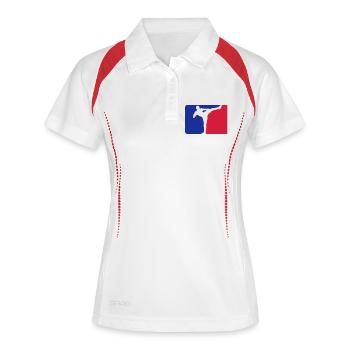 kickboxer logo bouclier cadre rouge bleu kickboxing ka - Polo respirant Femme - blanc/marine - Devant