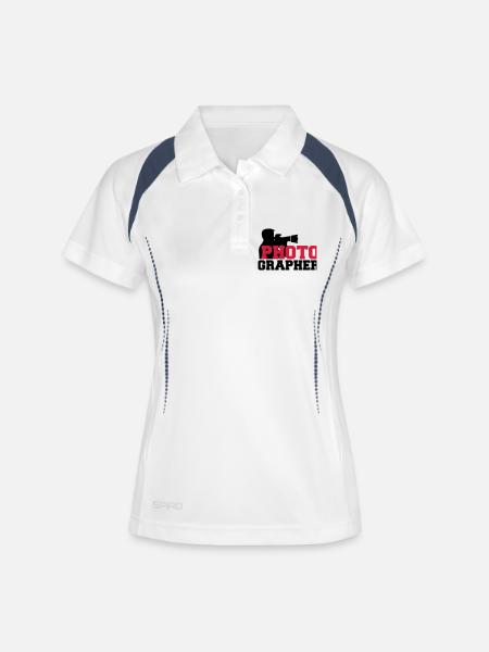 Photographe Logo Cool du texte - Polo respirant Femme - blanc/marine