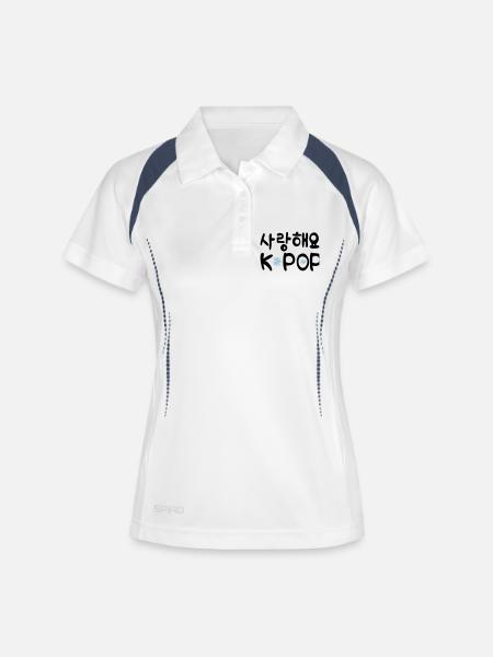 Sarang hae yo KPOP - Polo respirant Femme - blanc/marine