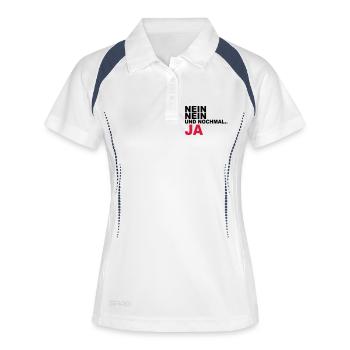 Nein, nein und nochmal…JA - Frauen Polo atmungsaktiv - Weiß/Navy - Vorne