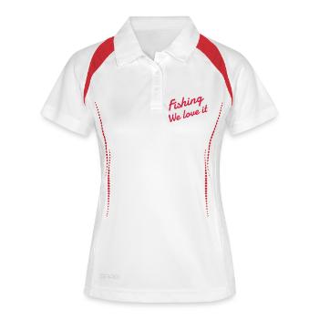 Fischerei Fischer Sport Sportler Spieler - Frauen Polo atmungsaktiv - Weiß/Navy - Vorne