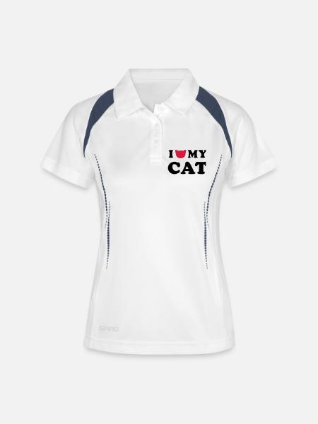 LOVE MY CAT - Women's Polo breathable - white/navy