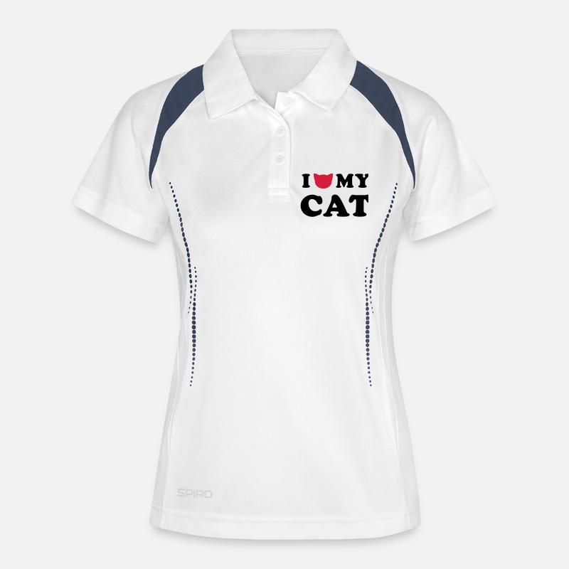 LOVE MY CAT - Women's Polo breathable - white/navy