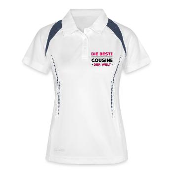 Cousin / Cousine / Vetter / Bruder / Tante / Onkel - Frauen Polo atmungsaktiv - Weiß/Navy - Vorne