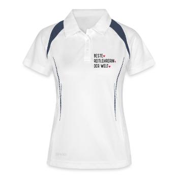 Beste Reitlehrerin der Welt - Frauen Polo atmungsaktiv - Weiß/Navy - Vorne
