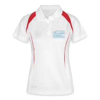 Logo Just Chill Texte - Polo respirant Femme - blanc/marine - Devant