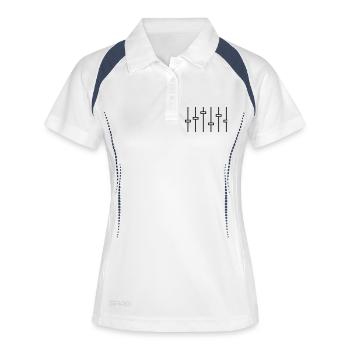 dj_turntables__f1 - Frauen Polo atmungsaktiv - Weiß/Navy - Vorne
