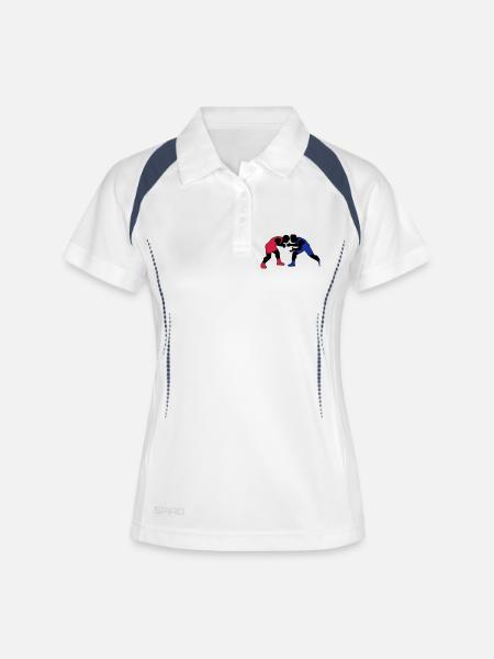 dessin sport lutte lutteur wrestling - Polo respirant Femme - blanc/marine