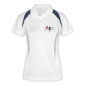 3 danseurs de ballet femme silhouette - Polo respirant Femme - blanc/marine - Devant