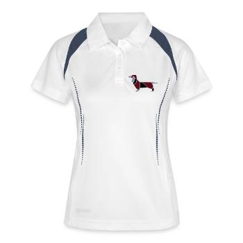 Origami Dackel - Frauen Polo atmungsaktiv - Weiß/Navy - Vorne