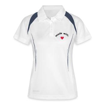 made with heart herz love - Frauen Polo atmungsaktiv - Weiß/Navy - Vorne