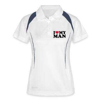 I love my Man - Frauen Polo atmungsaktiv - Weiß/Navy - Vorne