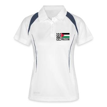 free_palestine_pa3 - Frauen Polo atmungsaktiv - Weiß/Navy - Vorne