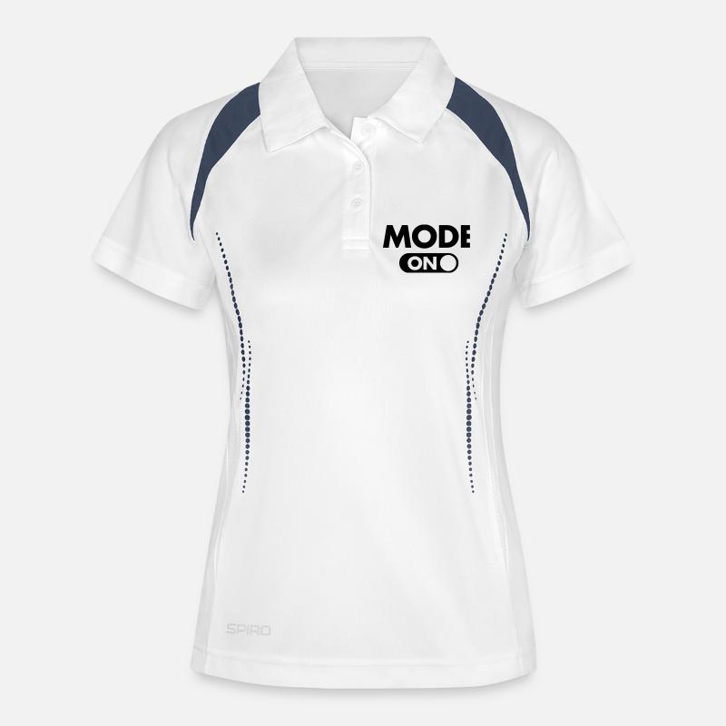 (Your Text) Mode (ON) - Women's Polo breathable - white/navy
