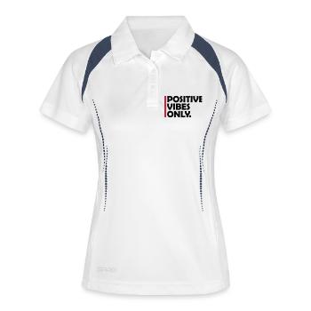 Slogan Positive Vibes Only - Polo respirant Femme - blanc/marine - Devant