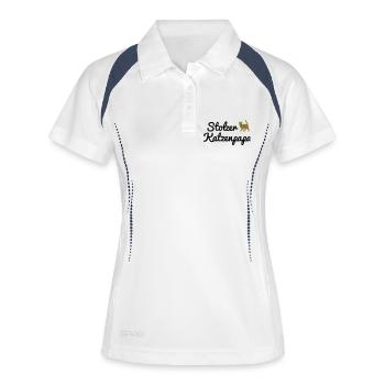 Stolzer Katzenpapa - Frauen Polo atmungsaktiv - Weiß/Navy - Vorne