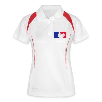 rongeur écureuil noir logo sport bleu - Polo respirant Femme - blanc/marine - Devant
