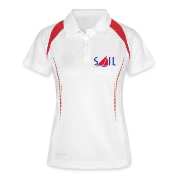 Sail Logo - Frauen Polo atmungsaktiv - Weiß/Navy - Vorne