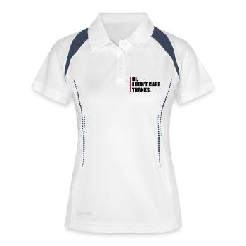 Hi I dont care - Frauen Polo atmungsaktiv - Weiß/Navy - Vorne