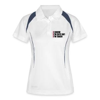 cute but taken Zitat - Frauen Polo atmungsaktiv - Weiß/Navy - Vorne