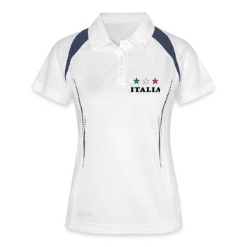 Italia - Italie 3 étoiles Vert Blanc Rouge - Polo respirant Femme - blanc/marine - Devant