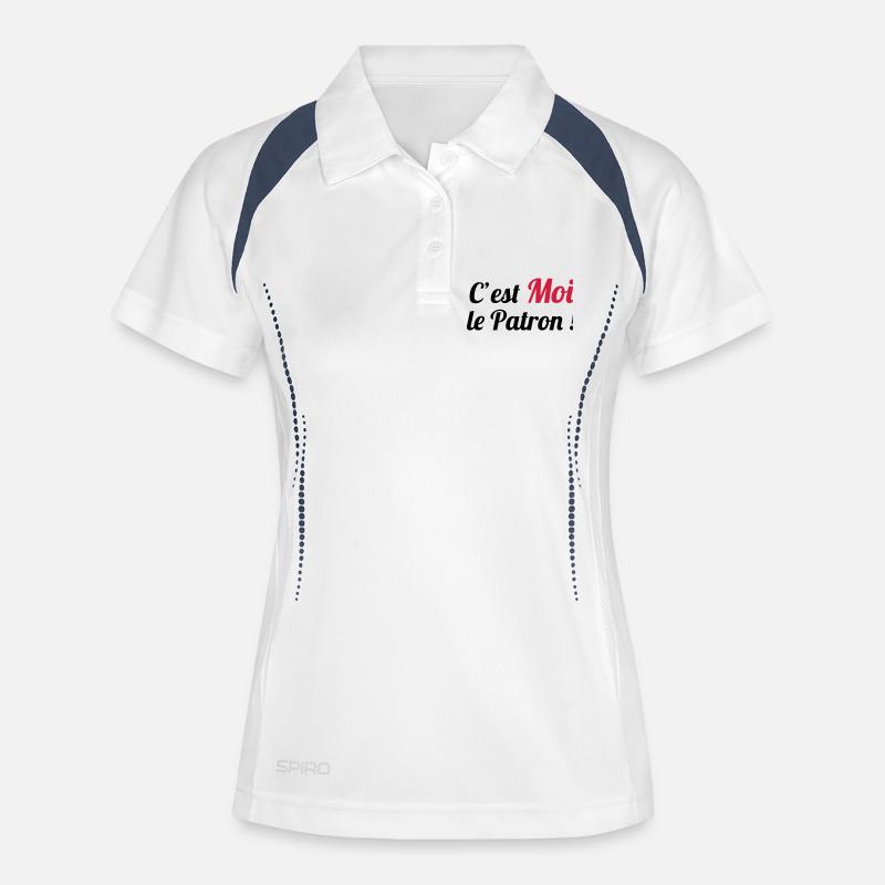 c'est MOI le Patron ! - Frauen Polo atmungsaktiv - Weiß/Navy