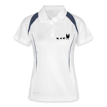 Henne und Küken - Frauen Polo atmungsaktiv - Weiß/Navy - Vorne
