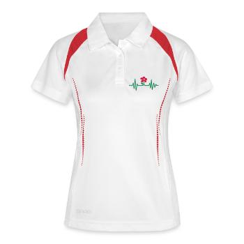 Blume - Frauen Polo atmungsaktiv - Weiß/Navy - Vorne