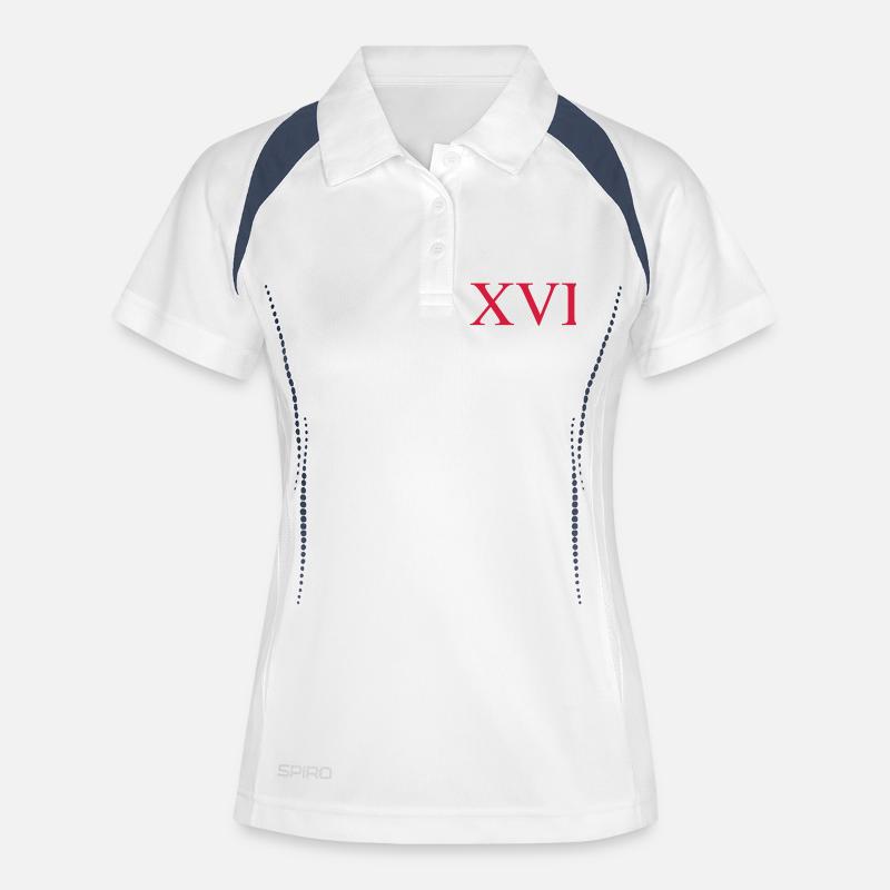 16 - Women's Polo breathable - white/navy