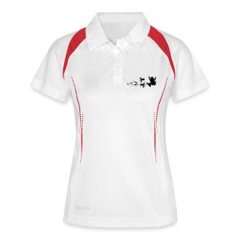 Fröschen_evolution - Frauen Polo atmungsaktiv - Weiß/Navy - Vorne