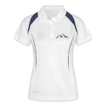 Berge - Frauen Polo atmungsaktiv - Weiß/Navy - Vorne