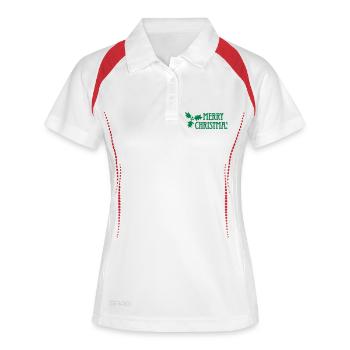 Merry Christmas - Frauen Polo atmungsaktiv - Weiß/Navy - Vorne