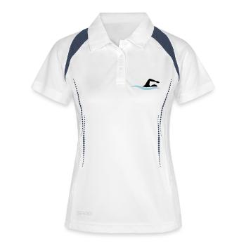 logo nageur nageur noir équipe du club - Polo respirant Femme - blanc/marine - Devant