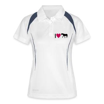 Pferd - Frauen Polo atmungsaktiv - Weiß/Navy - Vorne